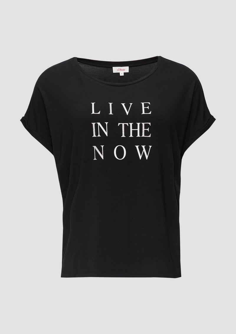 s.Oliver T-Shirt aus Viskosestretch mit Frontprint - schwarz