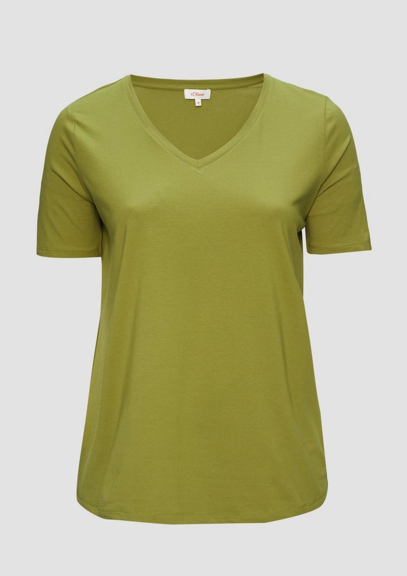 s.Oliver T-Shirt mit V-Ausschnitt - guacamole