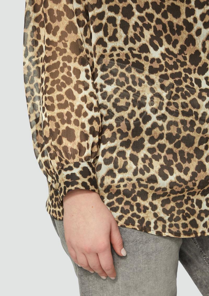 s.Oliver Leicht transparente Chiffonbluse mit All-over-Print - dunkelbraun