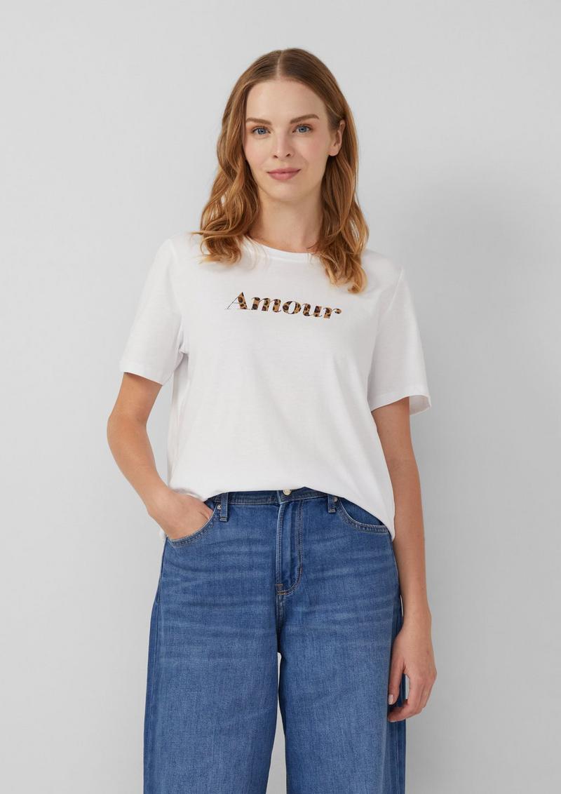 s.Oliver T-Shirt mit Frontprint - weiß