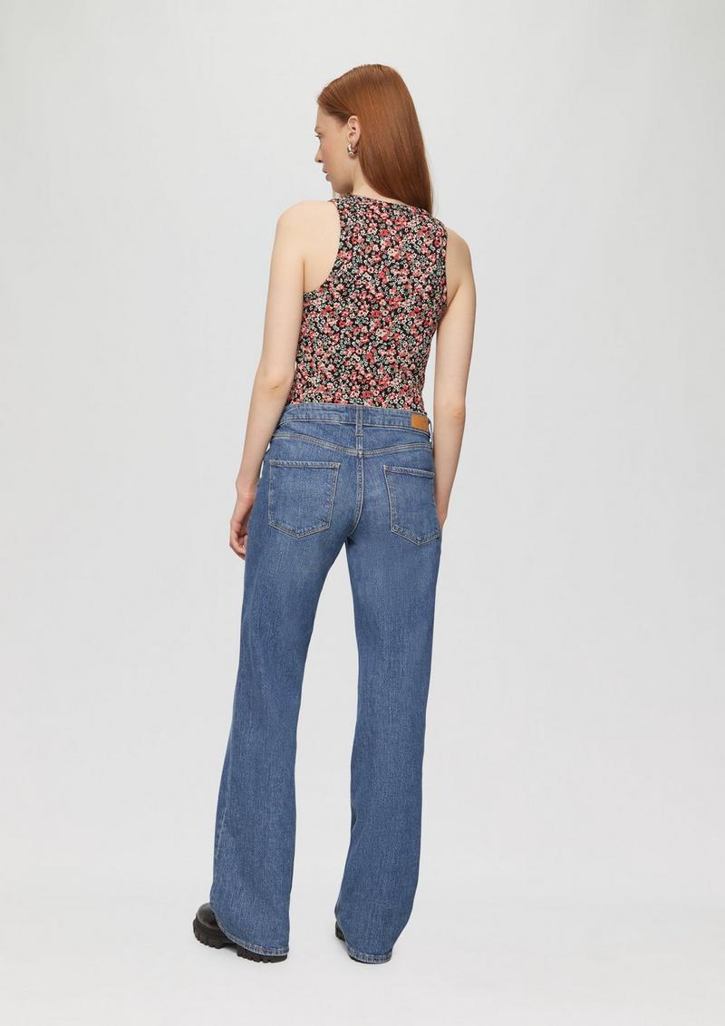 s.Oliver Geripptes Tanktop mit All-over-Print - schwarz