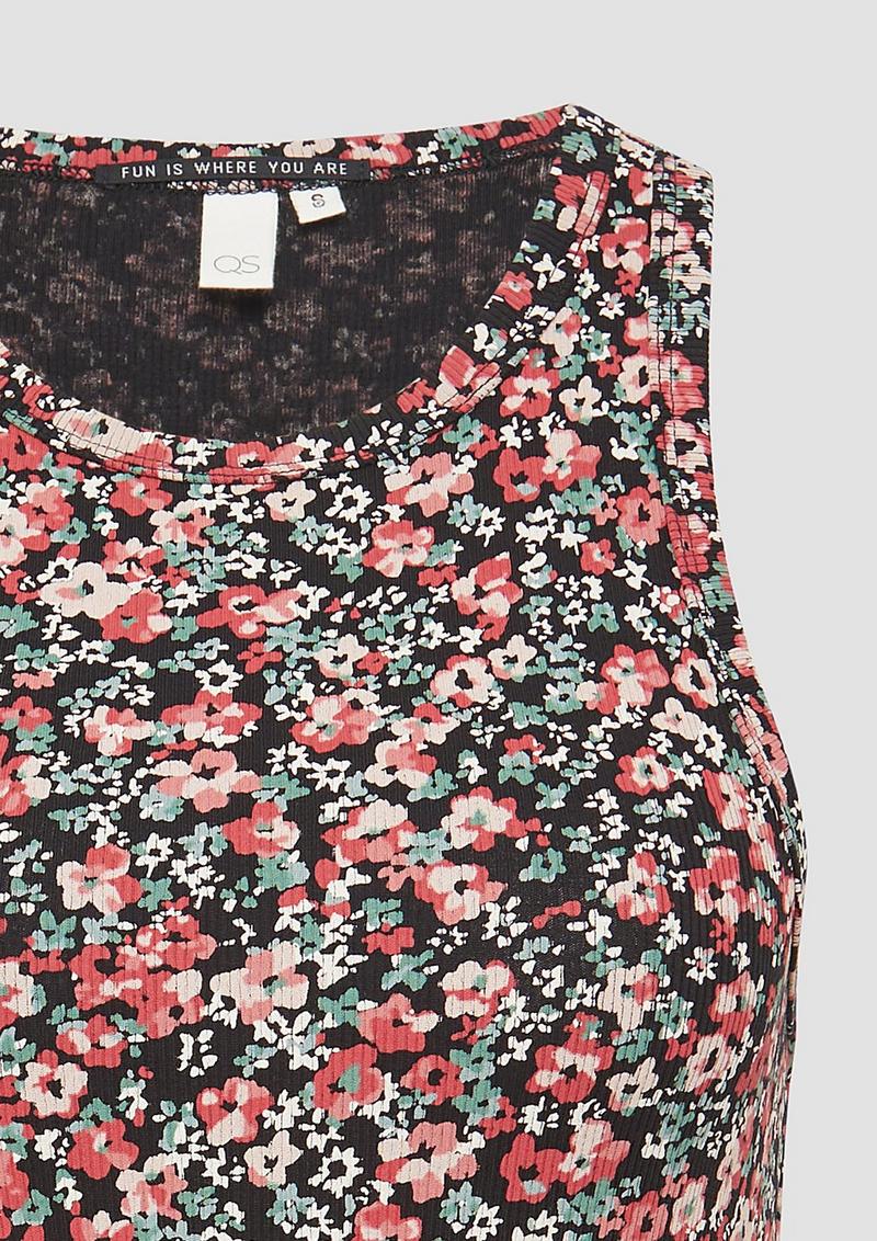 s.Oliver Geripptes Tanktop mit All-over-Print - schwarz