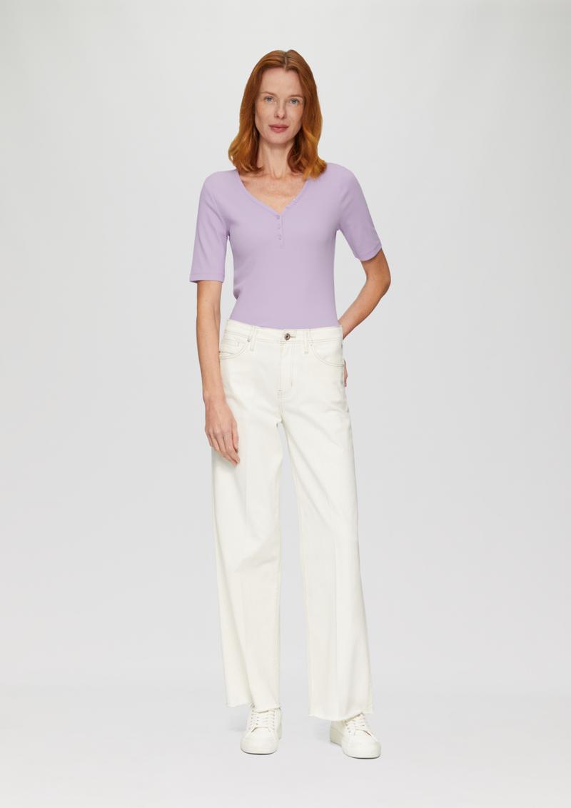 s.Oliver Rippshirt mit Henley-Ausschnitt - lavendel