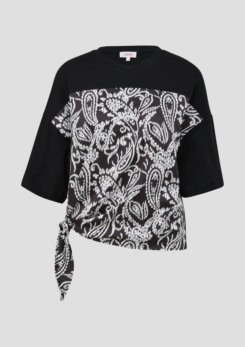 s.Oliver T-Shirt mit Knoten-Detail - schwarz