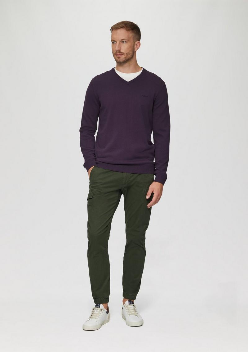 s.Oliver Strickpullover mit Logo-Stickerei - aubergine
