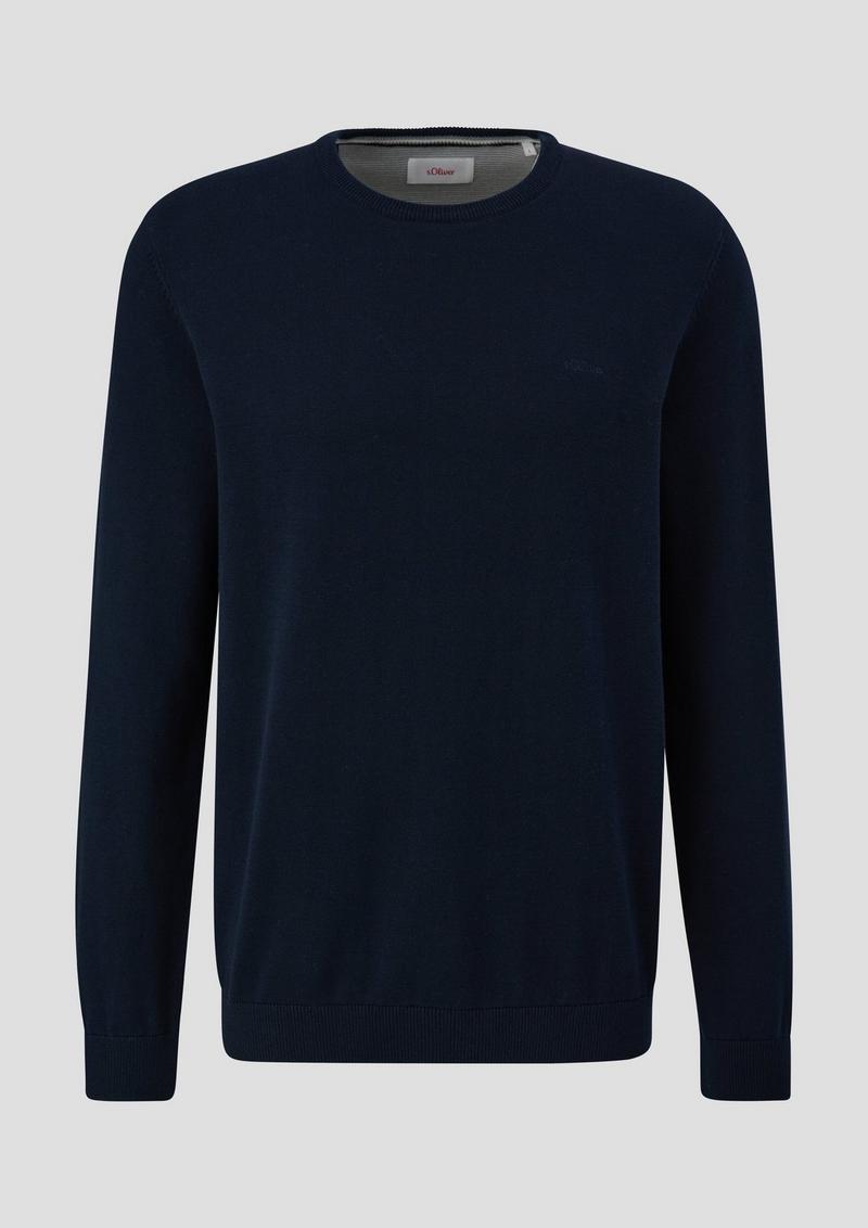 s.Oliver Strickpullover mit Logo-Stickerei - navy