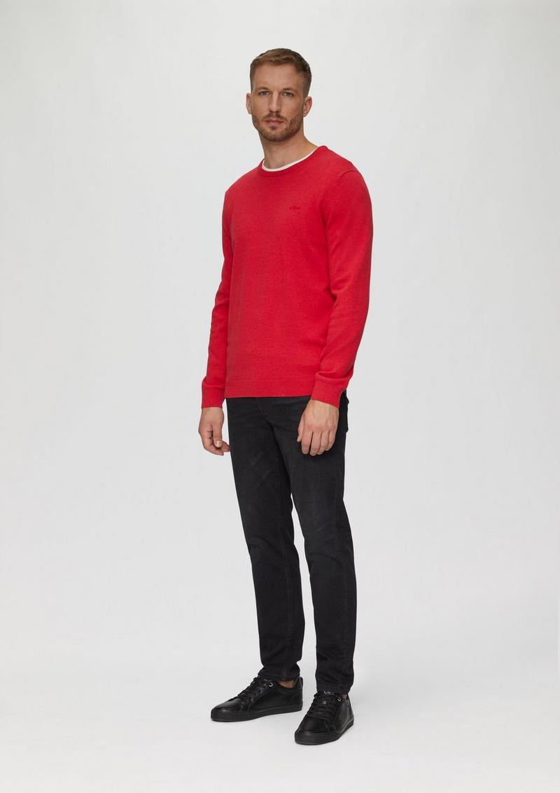 s.Oliver Strickpullover mit Logo-Stickerei - himbeere