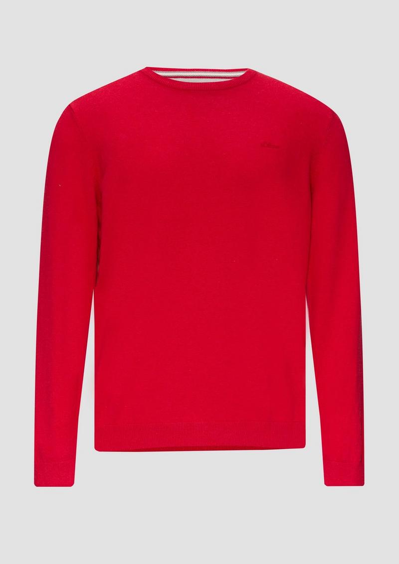 s.Oliver Strickpullover mit Logo-Stickerei - himbeere