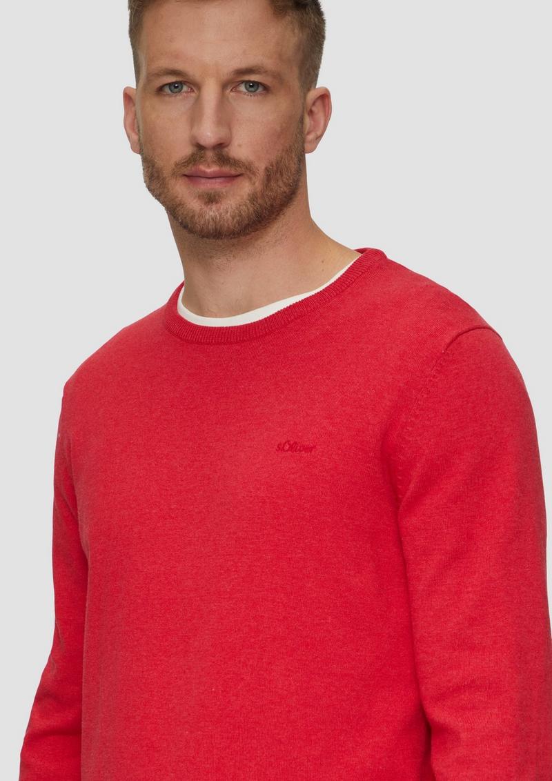 s.Oliver Strickpullover mit Logo-Stickerei - himbeere