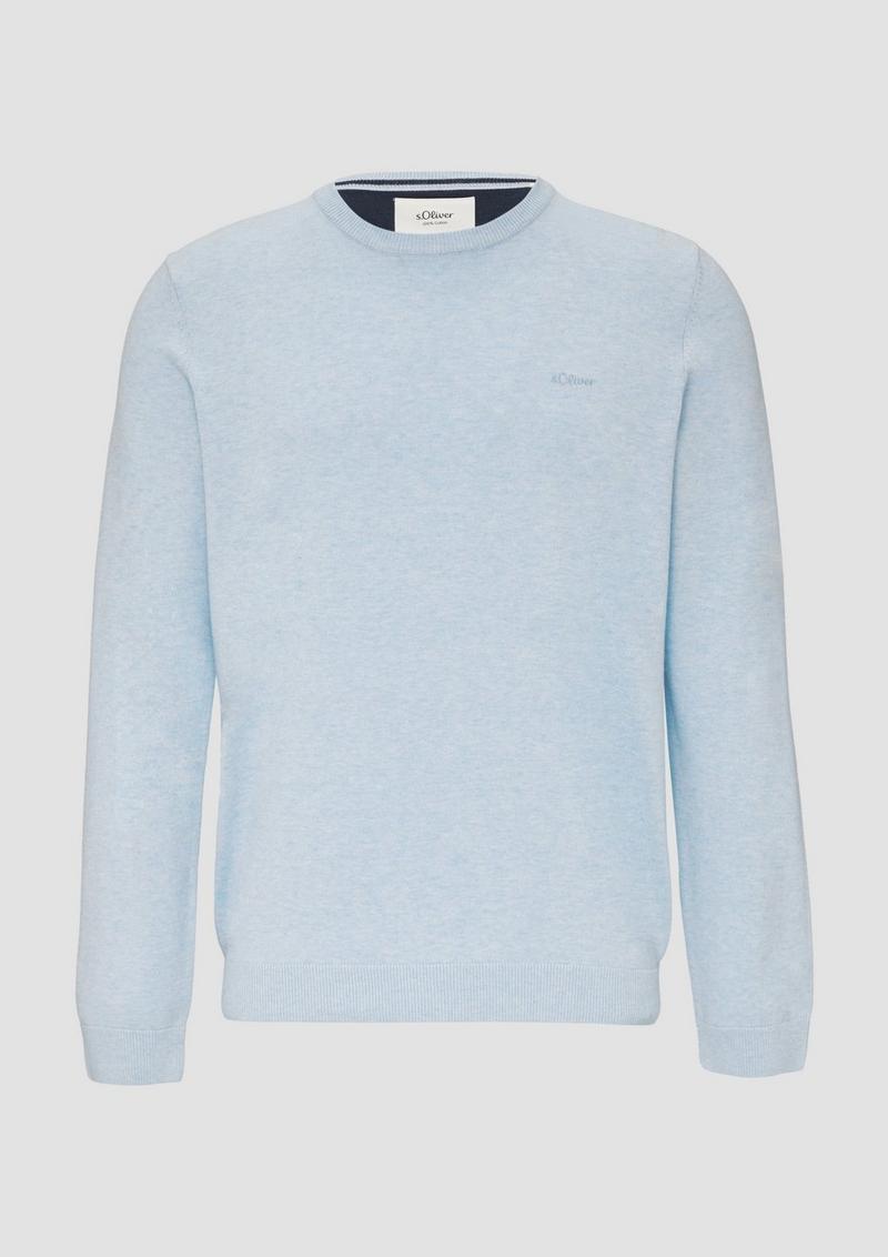s.Oliver Strickpullover mit Logo-Stickerei - hellblau