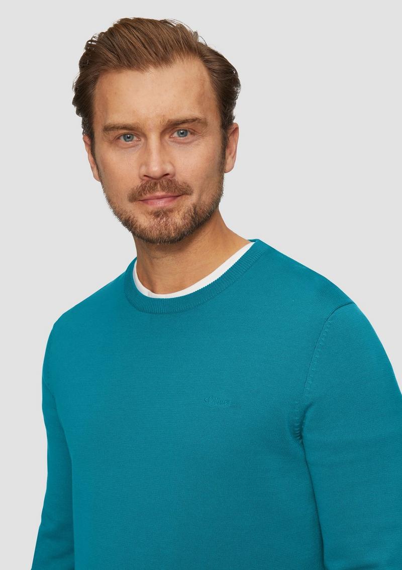 s.Oliver Strickpullover mit Logo-Stickerei - türkis
