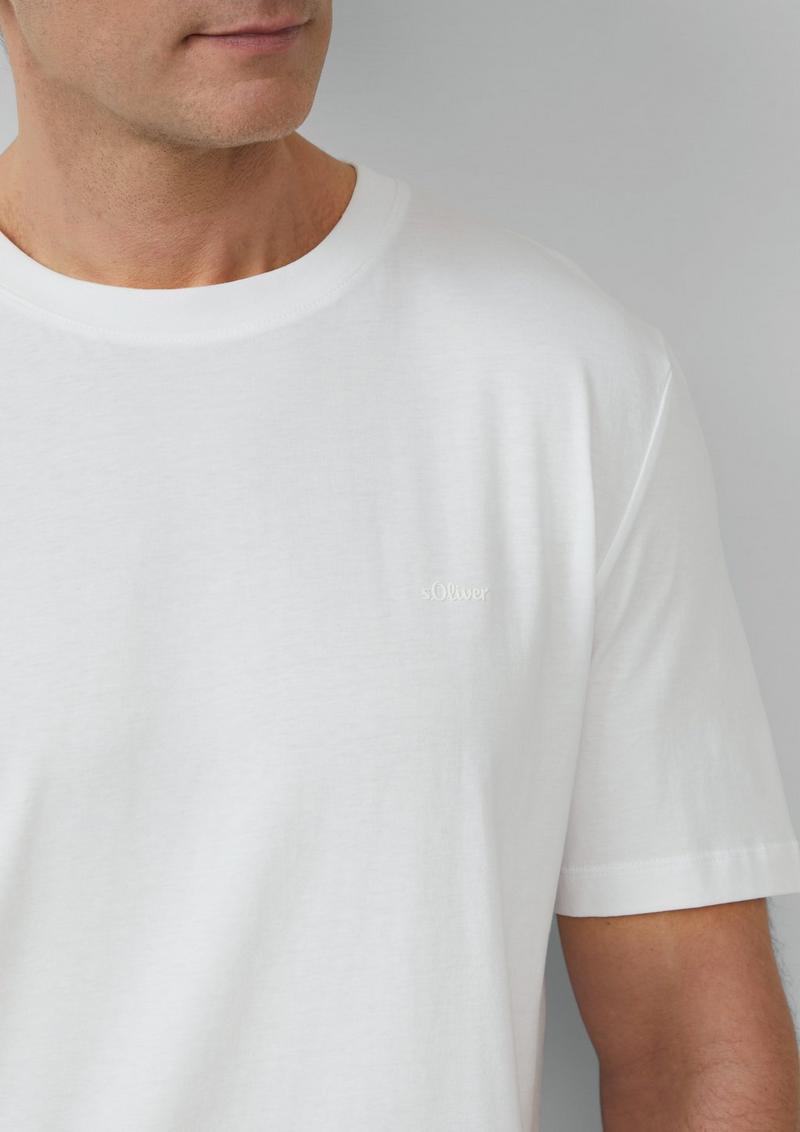 s.Oliver Baumwoll-T-Shirt mit Logo-Print - weiß