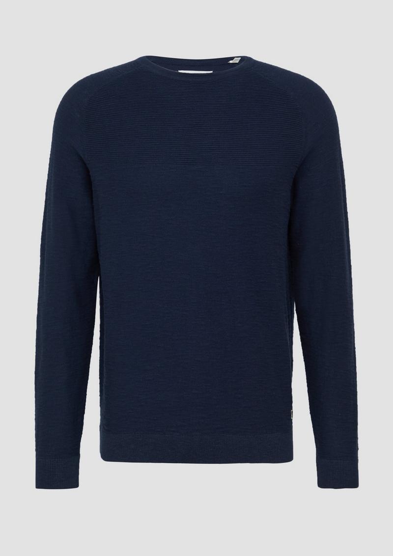 s.Oliver Raglan-Strickpullover mit Flammgarnstruktur - tiefblau