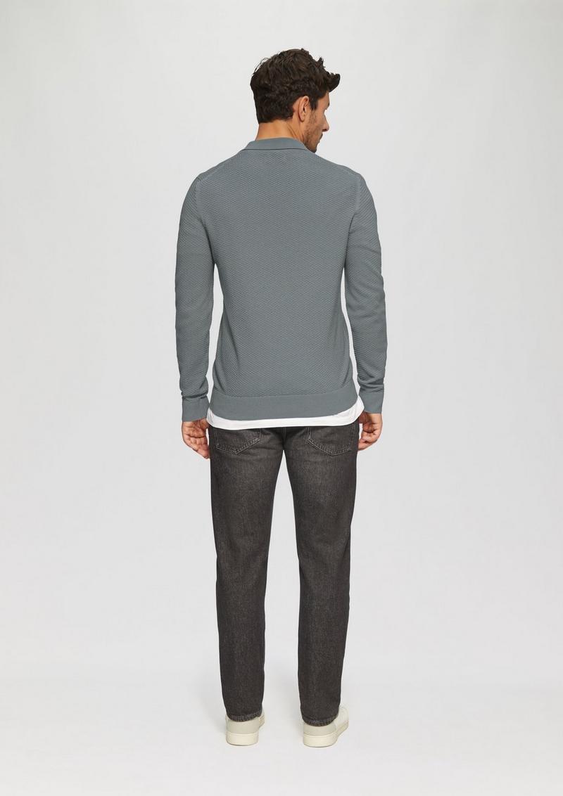 s.Oliver Strukturierter Strickpullover mit Polokragen - schiefergrau
