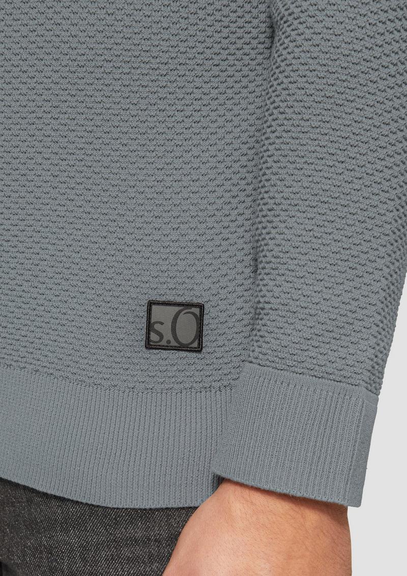 s.Oliver Strukturierter Strickpullover mit Polokragen - schiefergrau