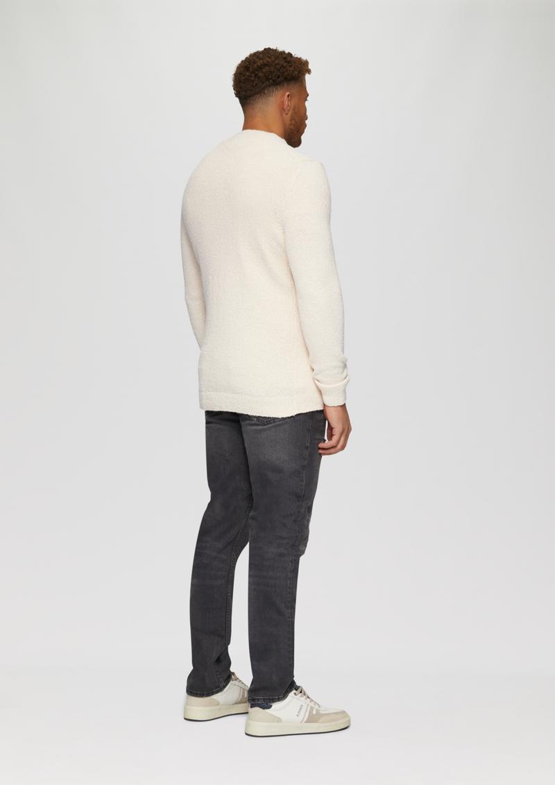 s.Oliver Strukturierter Baumwollpullover mit V-Ausschnitt - helles sand
