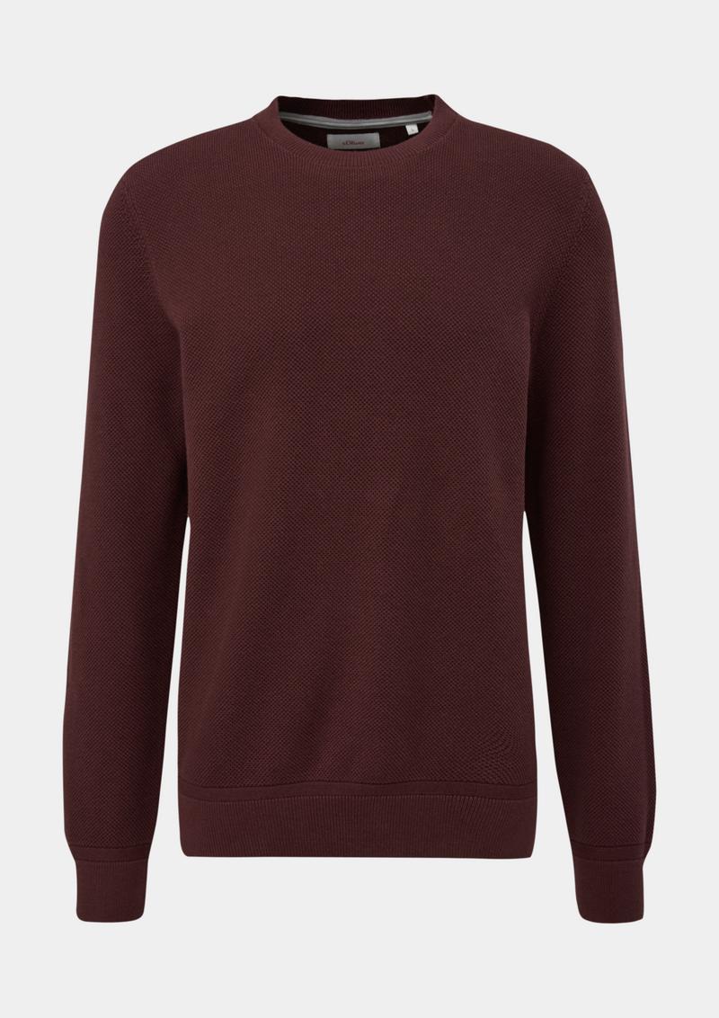 s.Oliver Feinstrickpullover aus Baumwolle - aubergine