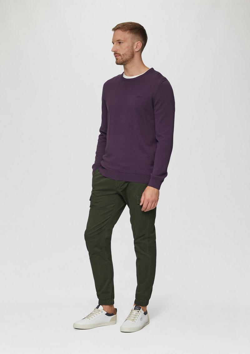 s.Oliver Strickpullover mit Logo-Stickerei - aubergine