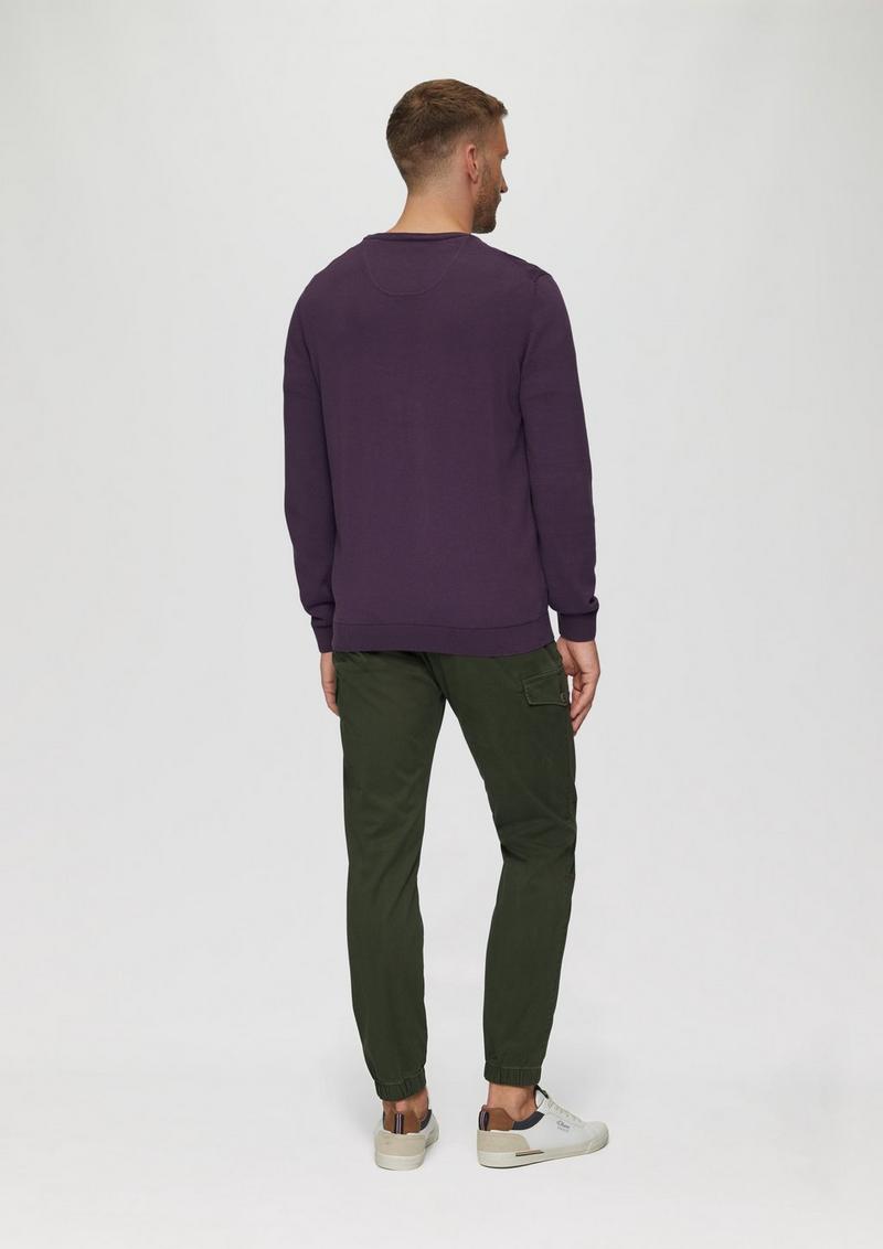 s.Oliver Strickpullover mit Logo-Stickerei - aubergine