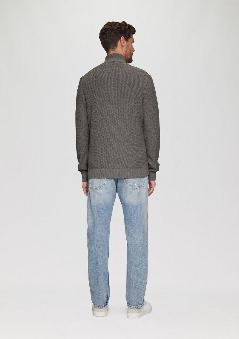 s.Oliver Strickpullover mit Troyerkragen aus Strukturstrick - graphit