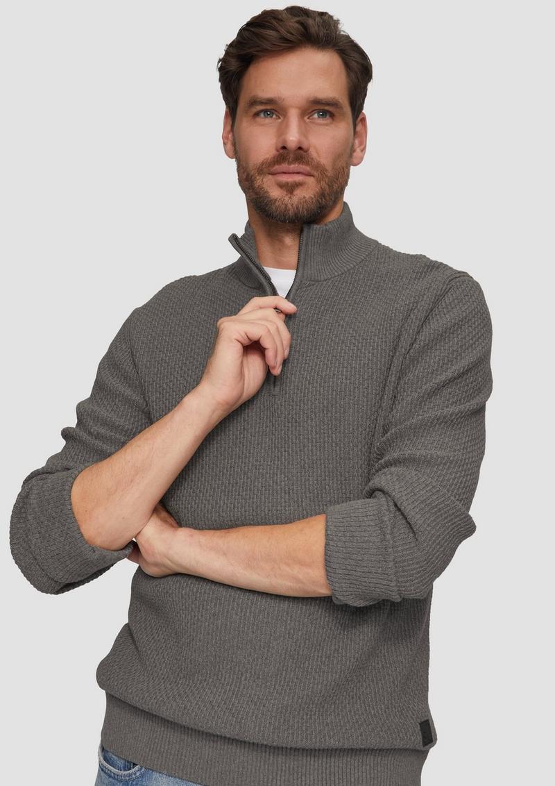 s.Oliver Strickpullover mit Troyerkragen aus Strukturstrick - graphit