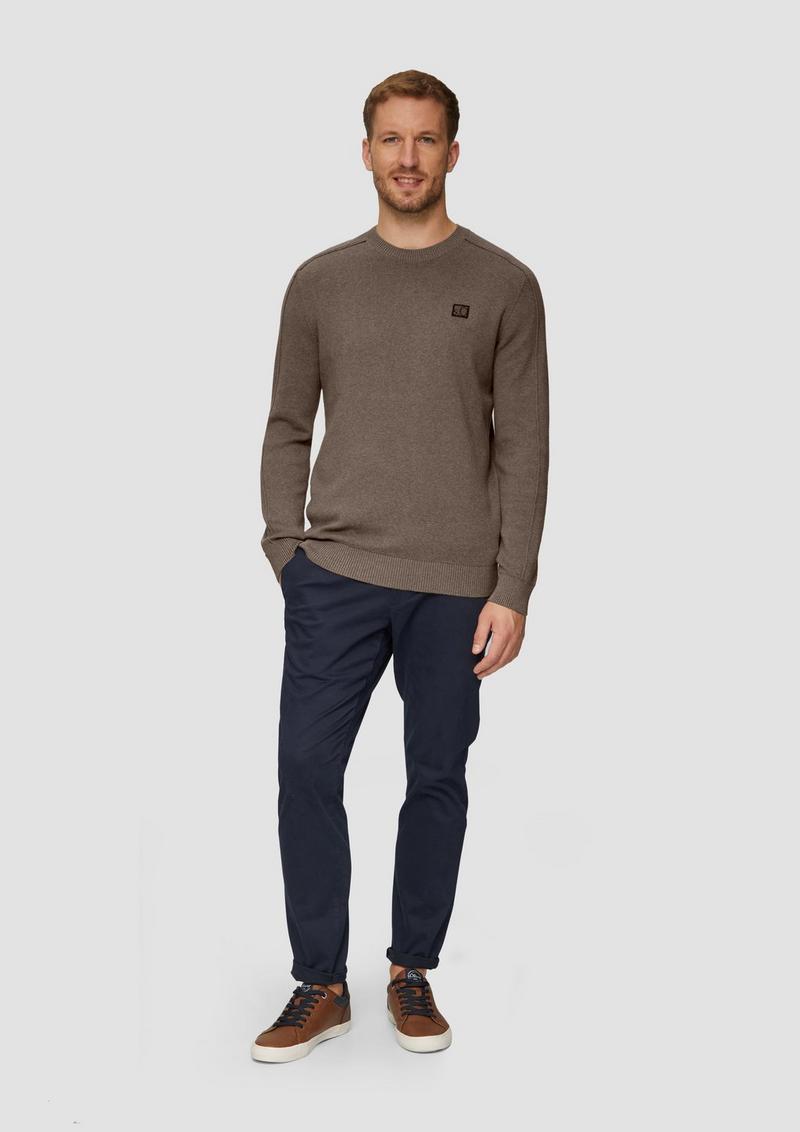 s.Oliver Strickpullover mit Nahtdetails und Logo - cognac