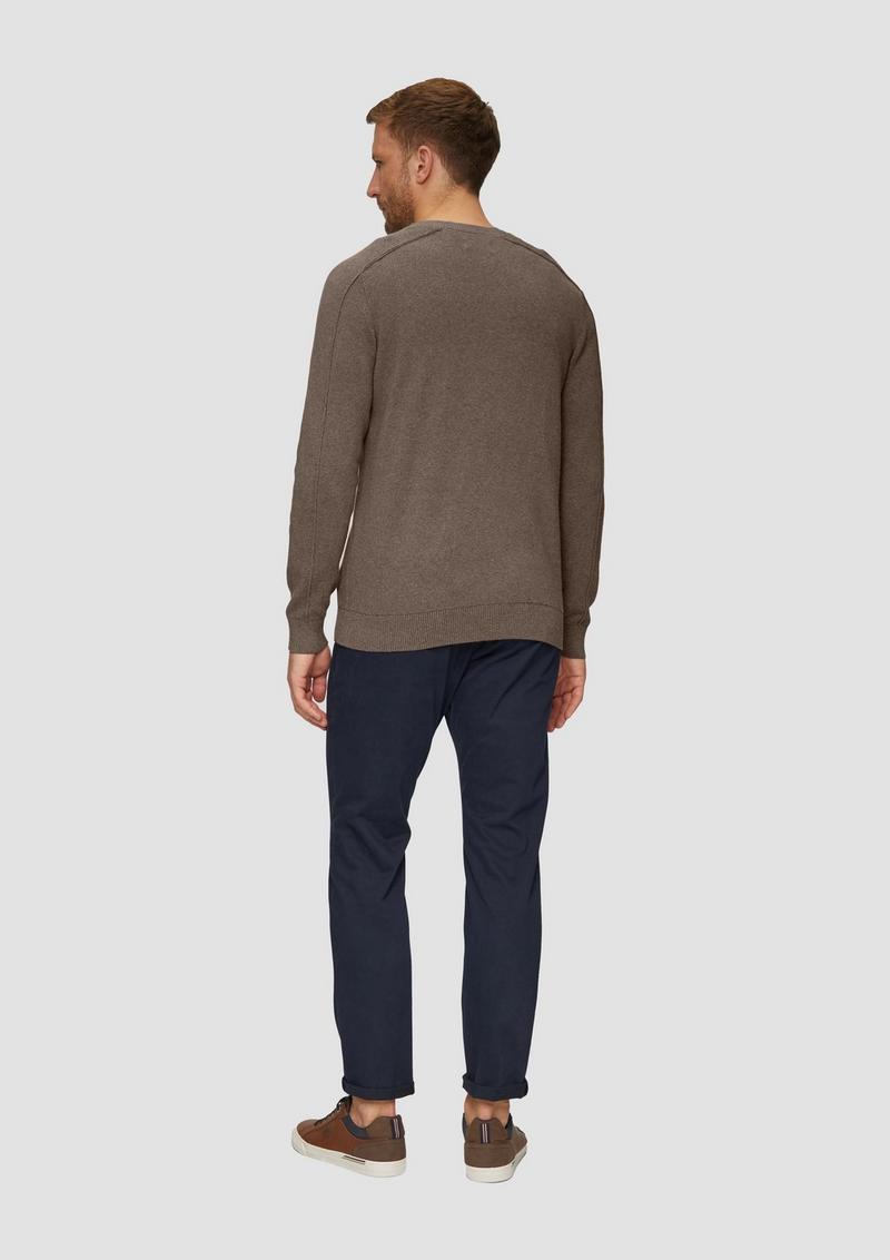 s.Oliver Strickpullover mit Nahtdetails und Logo - cognac