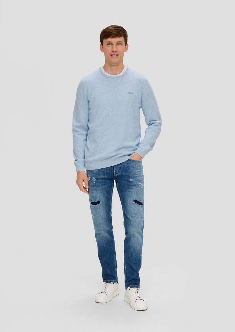 s.Oliver Strickpullover mit Logo - hellblau