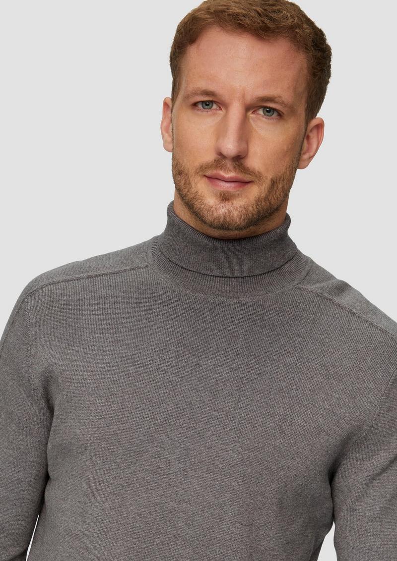 s.Oliver Strukturierter Rollkragenpullover mit Naht-Details - graphit