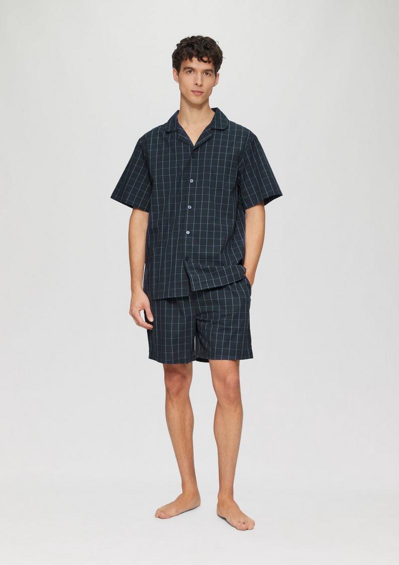 s.Oliver Pyjama aus Baumwolle mit Karomuster - dunkelblau