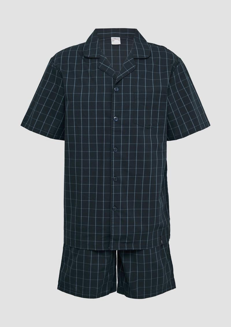 s.Oliver Pyjama aus Baumwolle mit Karomuster - dunkelblau