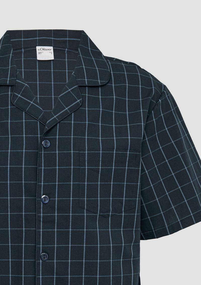 s.Oliver Pyjama aus Baumwolle mit Karomuster - dunkelblau