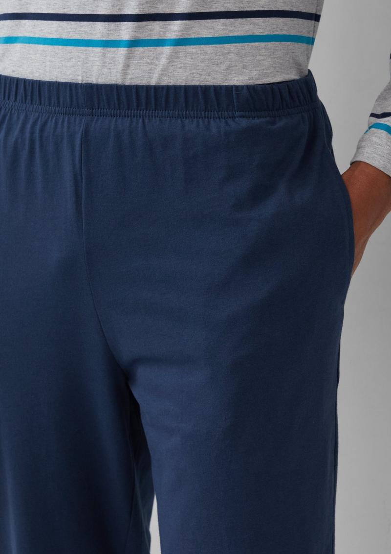 s.Oliver Baumwoll-Pyjama mit gestreiftem Oberteil - navy