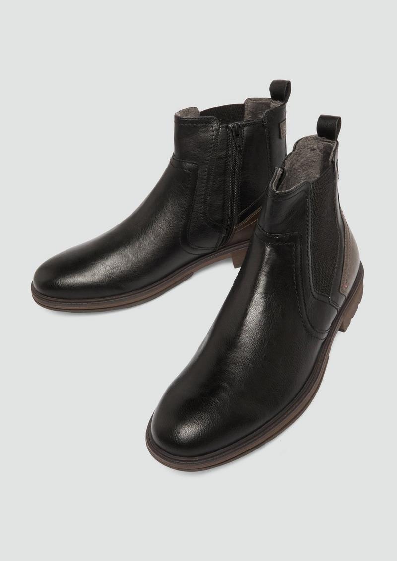 s.Oliver Warm gefütterte Chelsea Boots in Leder-Optik - schwarz