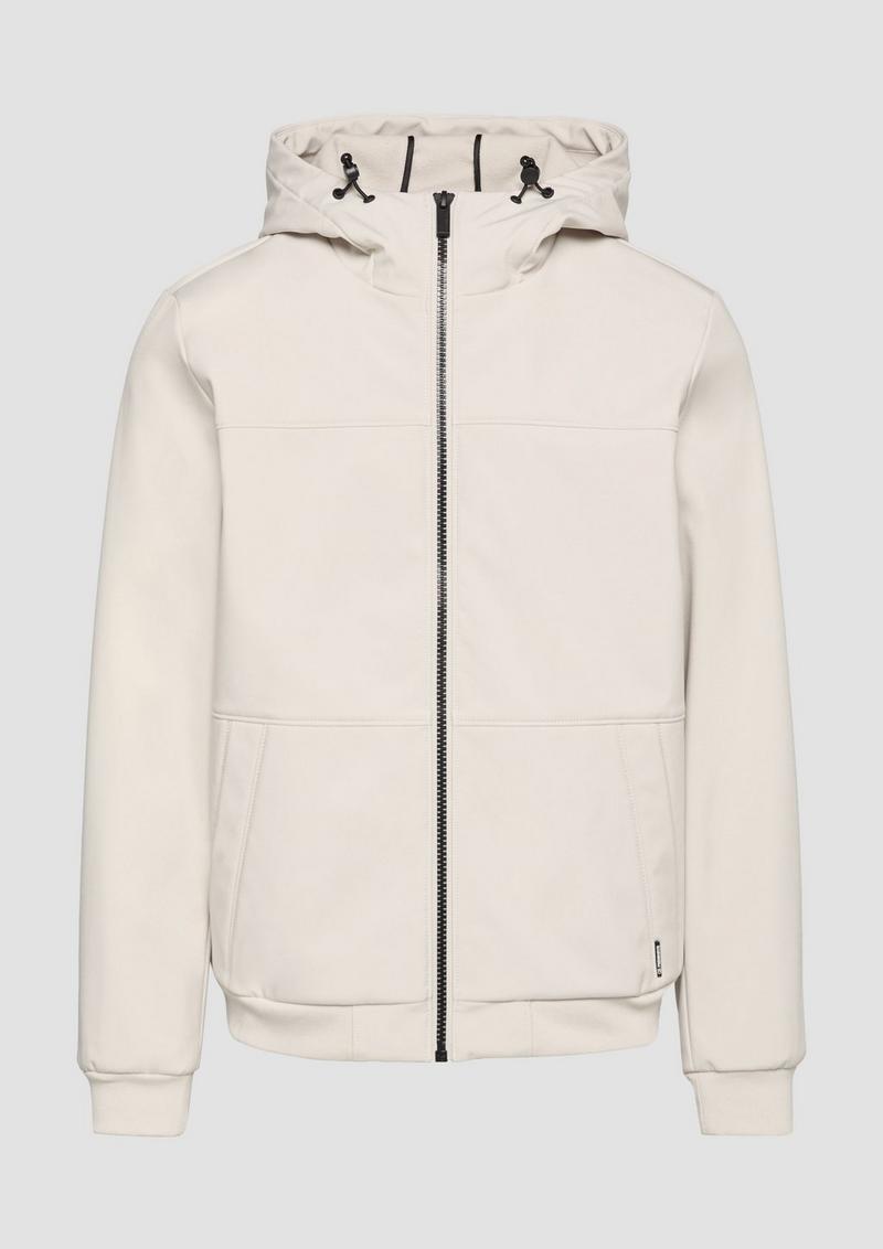 s.Oliver Softshelljacke mit Kapuze und Rippbündchen - hellgrau