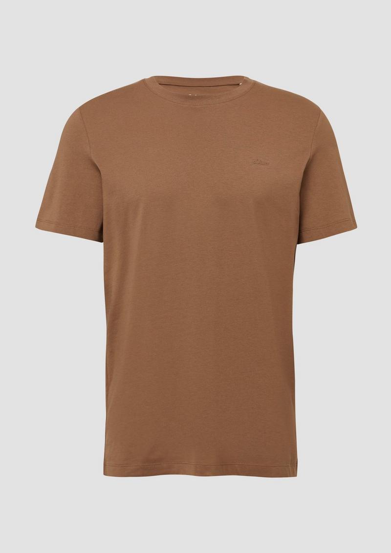 s.Oliver Baumwoll-T-Shirt mit Logo-Print - sandstein
