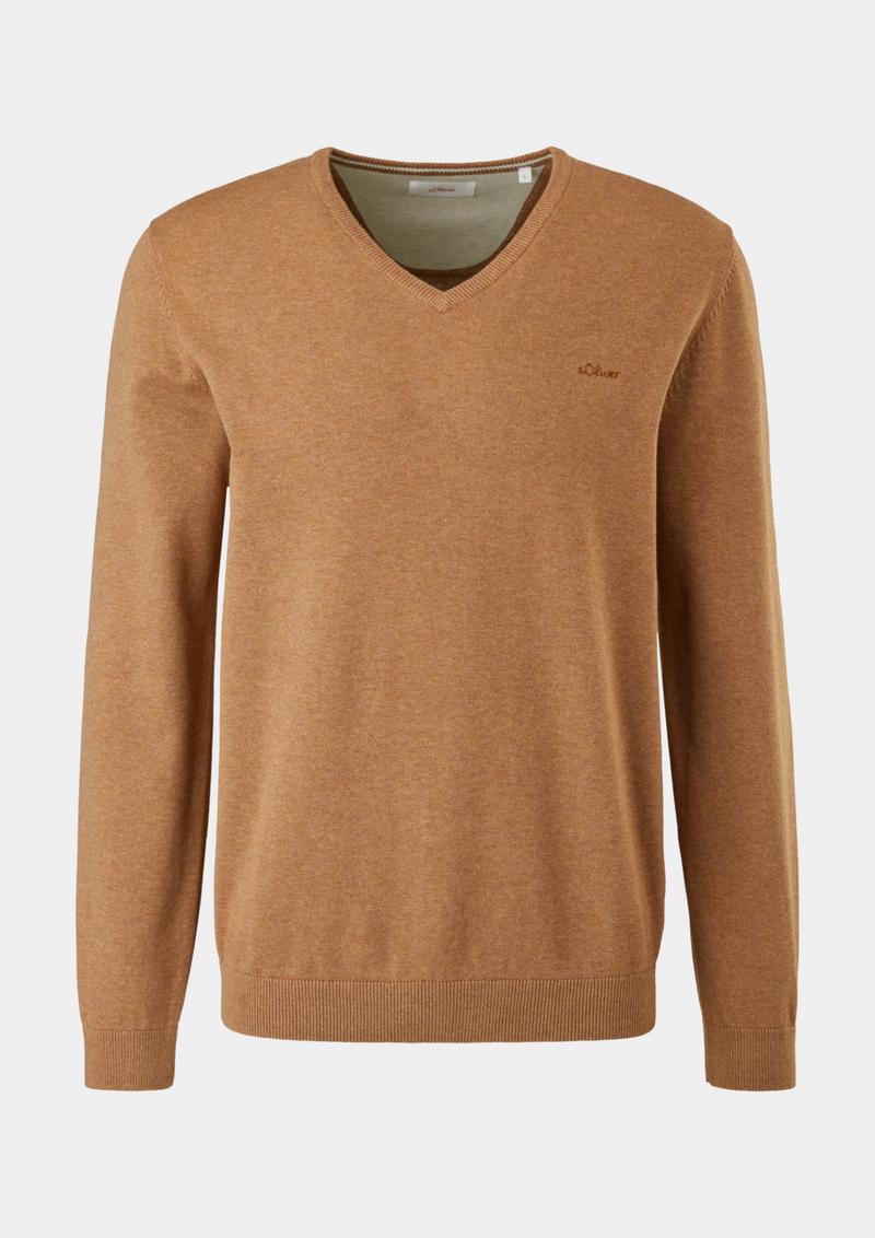s.Oliver Feinstrickpulli mit V-Ausschnitt - bronze