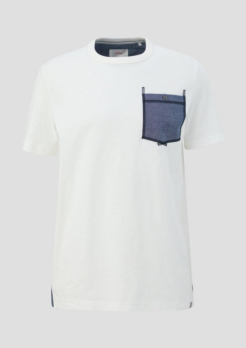 s.Oliver T-Shirt mit aufgesetzter Brusttasche - weiß