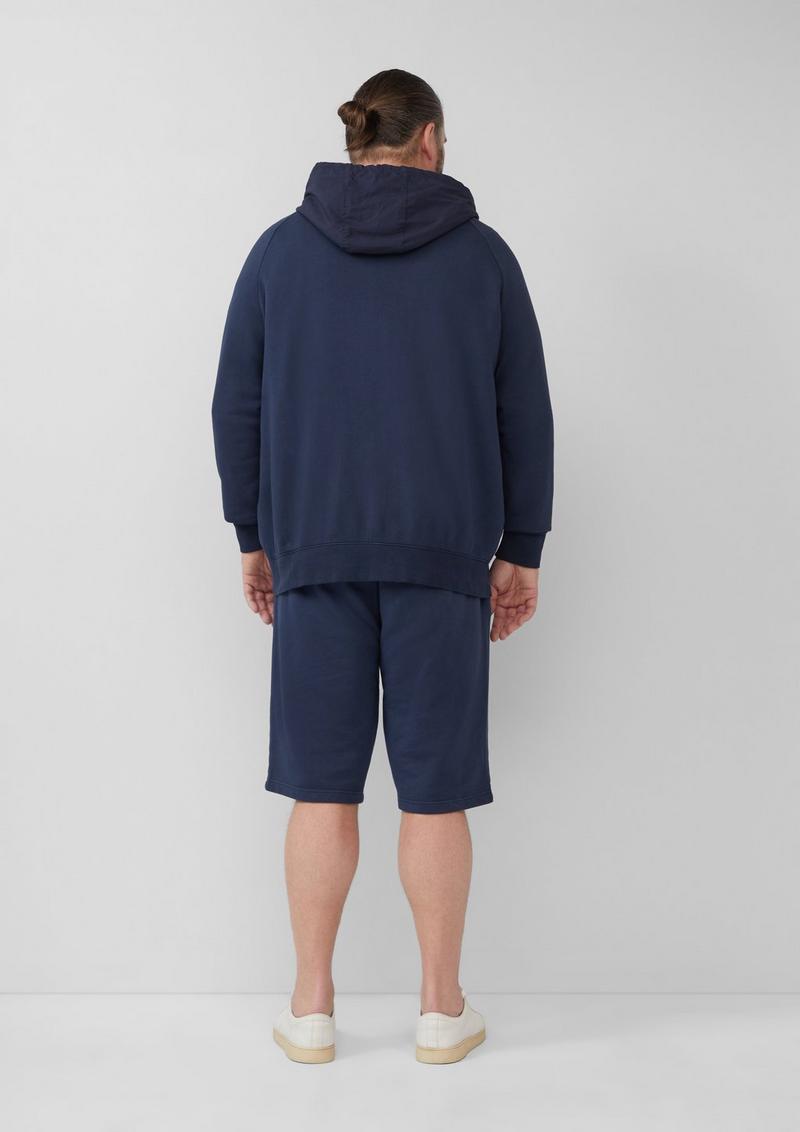 s.Oliver Sweatjacke mit Garment Dye und Kapuze im Fabricmix - tiefblau