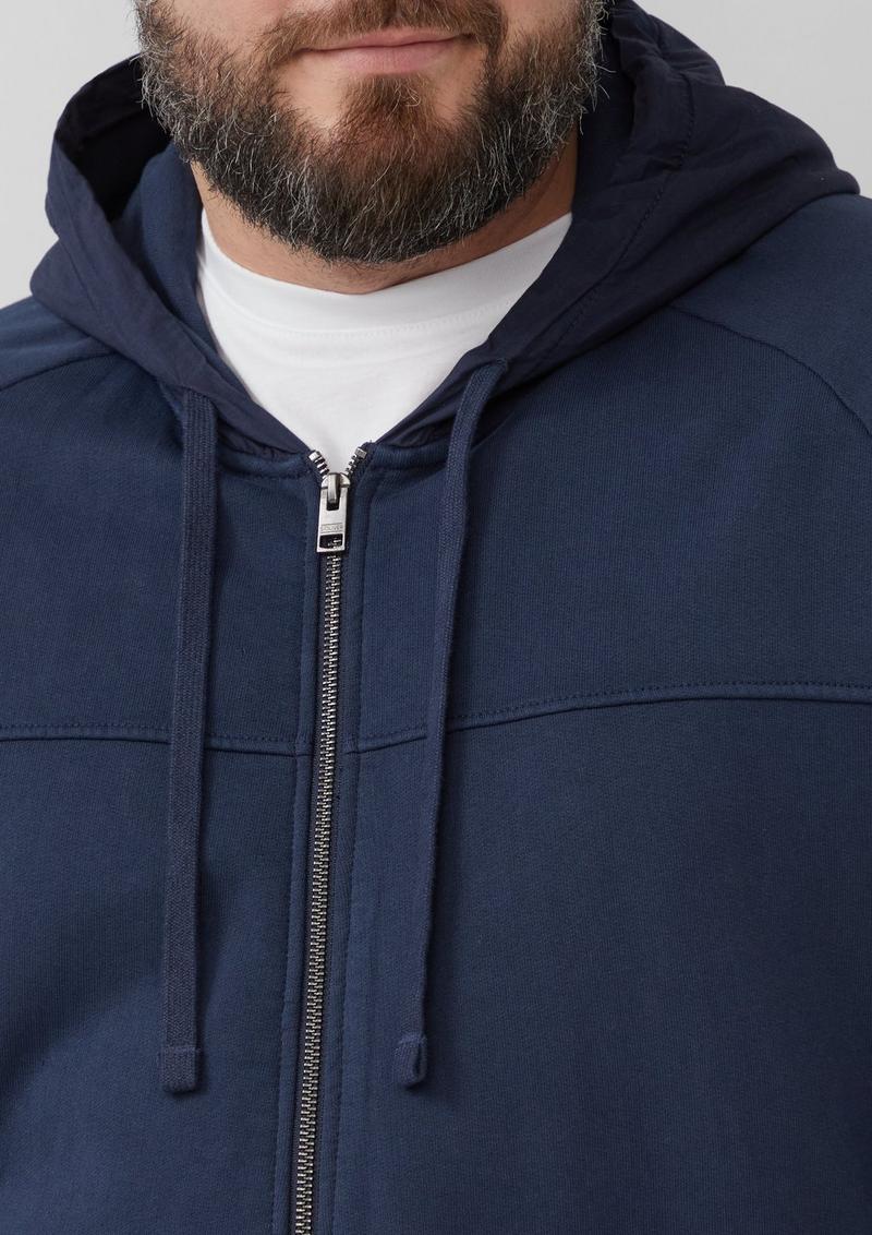 s.Oliver Sweatjacke mit Garment Dye und Kapuze im Fabricmix - tiefblau