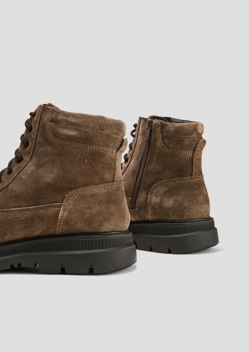 s.Oliver Gefütterte Boots aus Leder - dunkelbraun