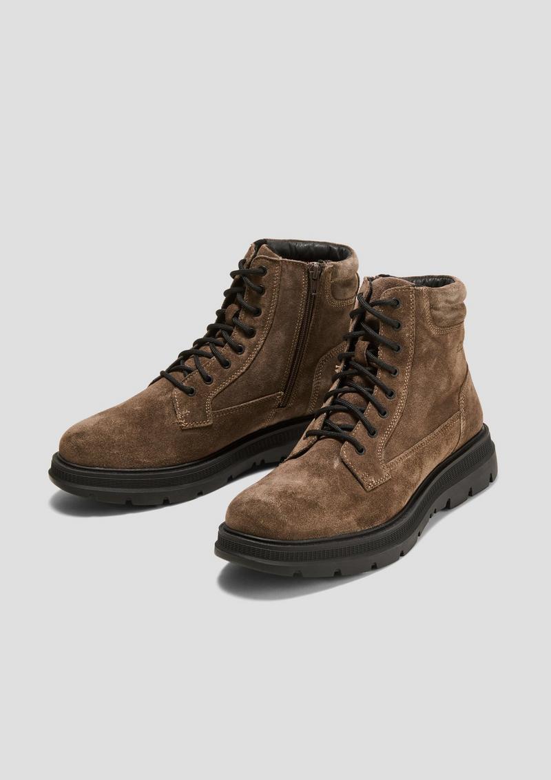 s.Oliver Gefütterte Boots aus Leder - dunkelbraun