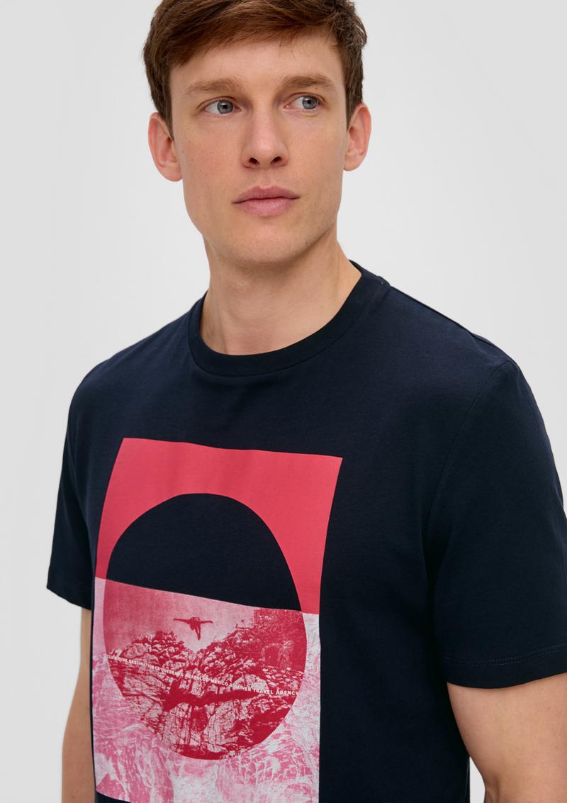 s.Oliver T-Shirt mit Frontprint - navy