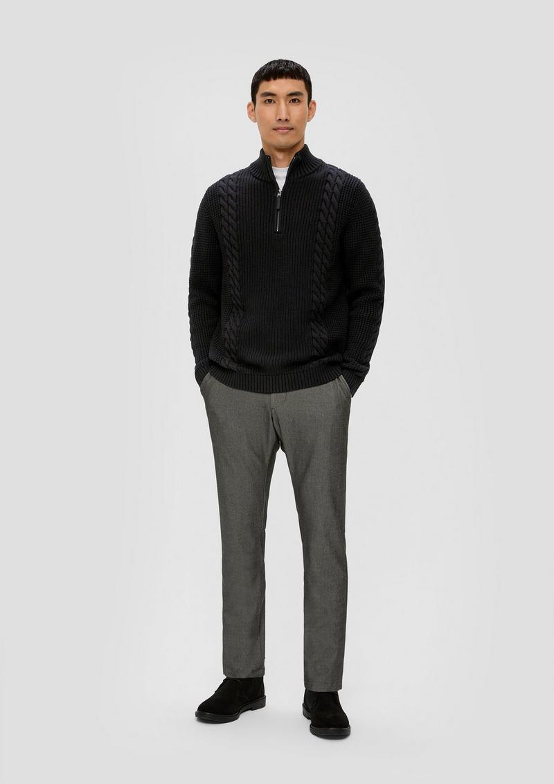 s.Oliver Troyer-Pullover mit Zopfmuster - schwarz