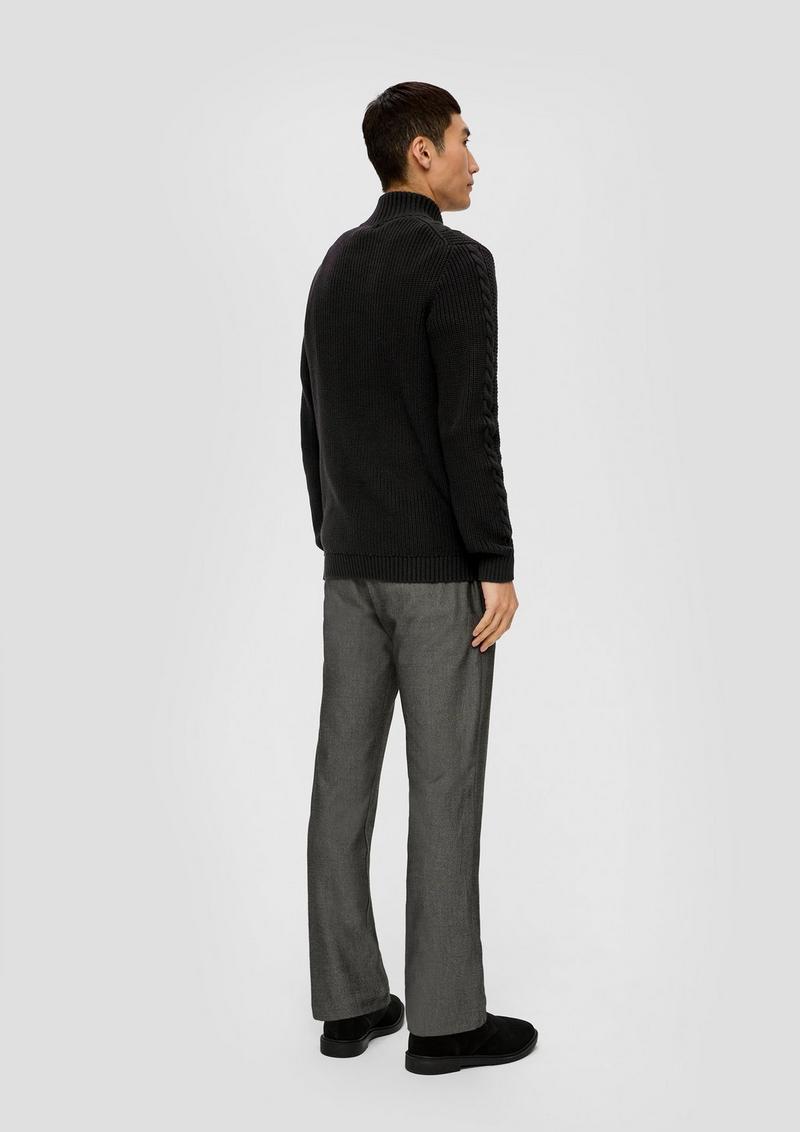 s.Oliver Troyer-Pullover mit Zopfmuster - schwarz