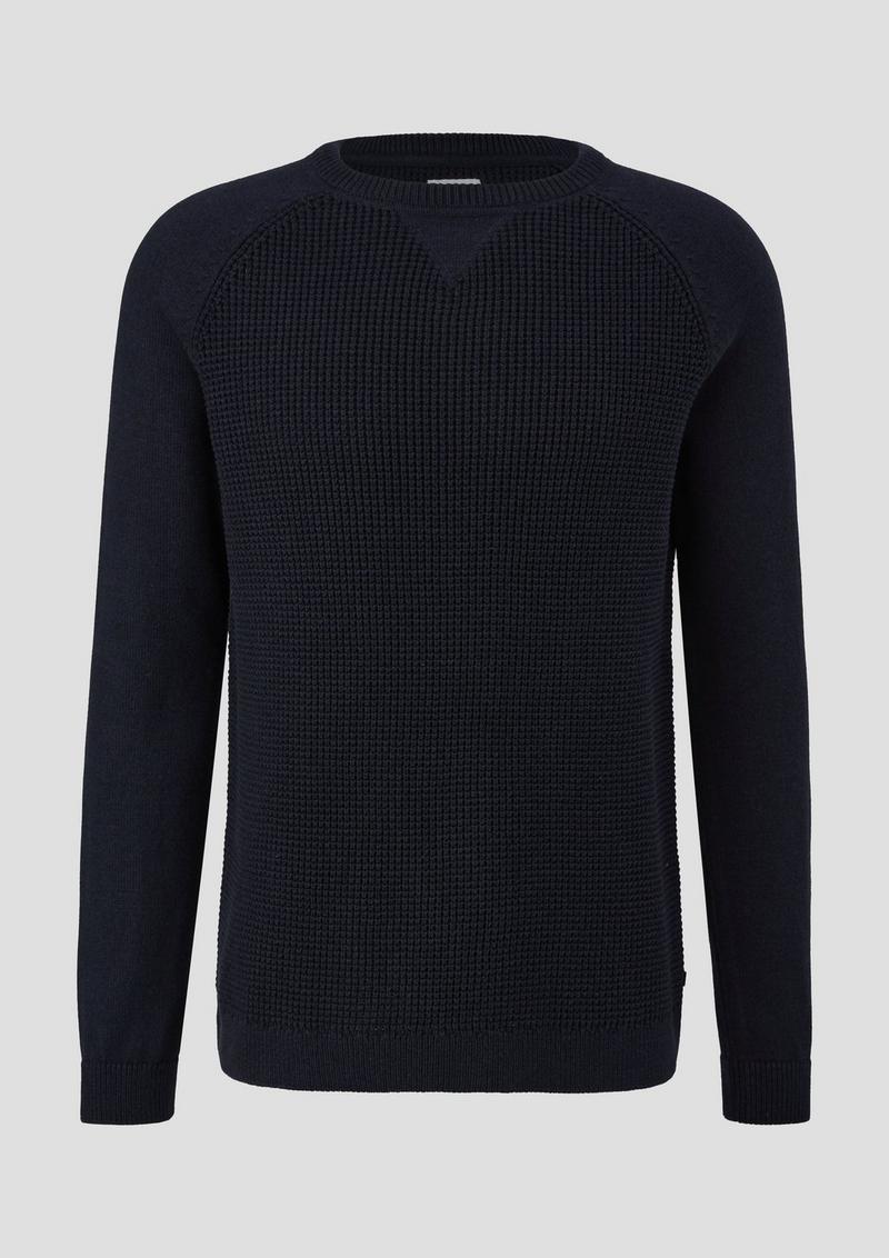 s.Oliver Strickpullover mit Raglanärmeln - tiefblau