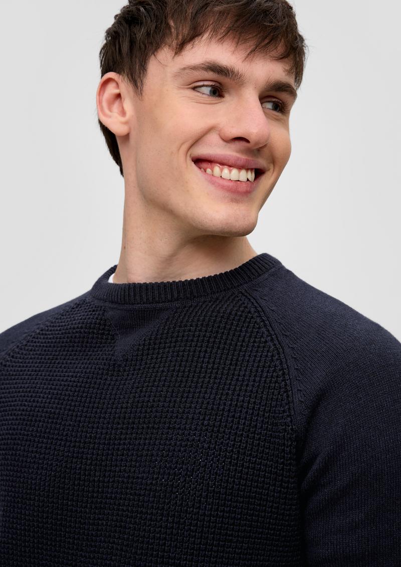 s.Oliver Strickpullover mit Raglanärmeln - tiefblau