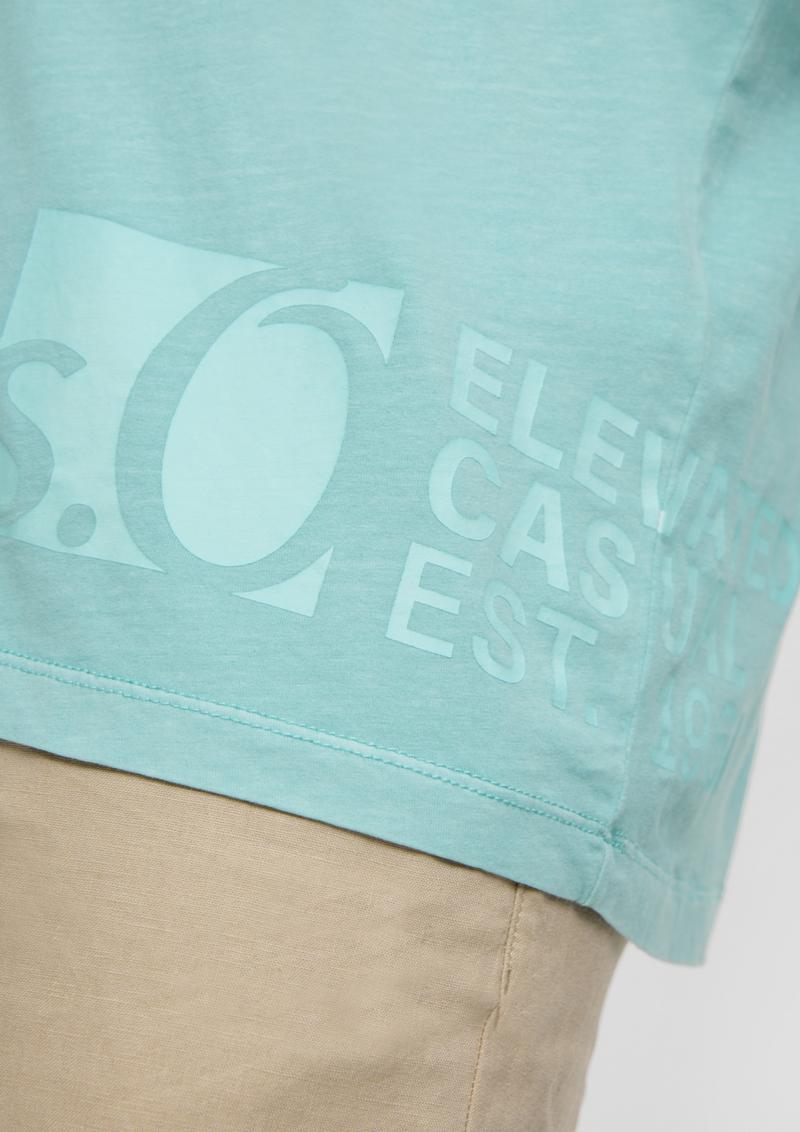 s.Oliver T-Shirt mit Label-Print - helles türkis