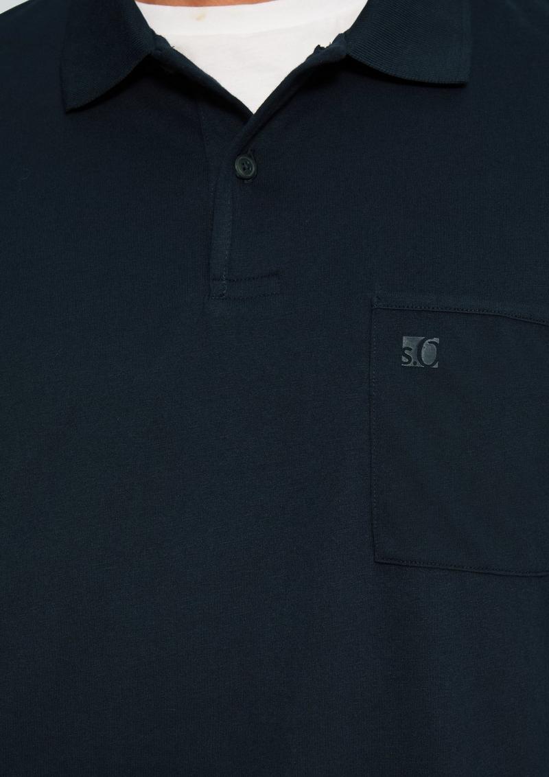 s.Oliver Softes Langarm-Poloshirt mit Brusttasche - navy