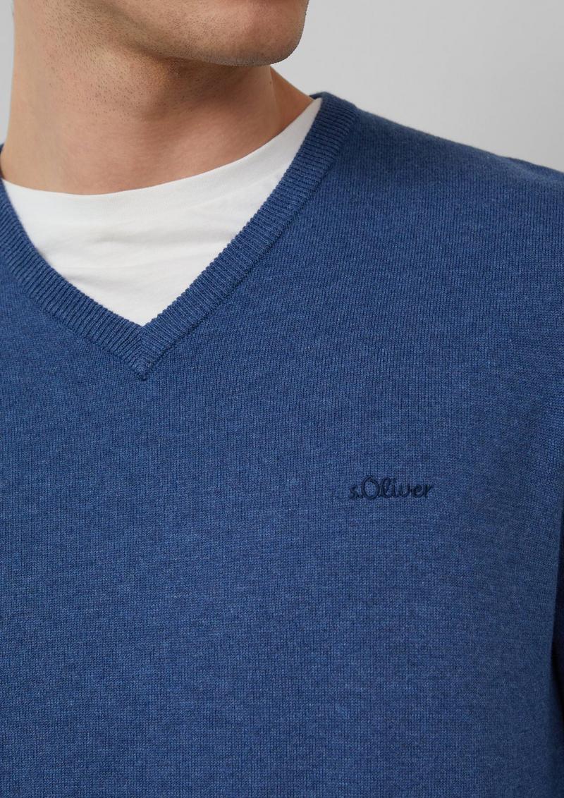 s.Oliver Strickpullover mit Logo-Stickerei - royalblau